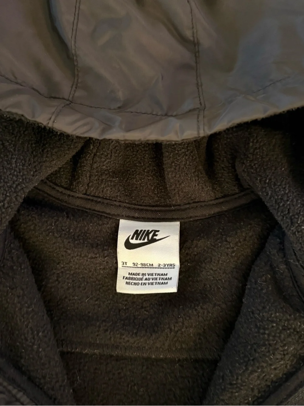 Nike Kids Black Hooded Fleece Jacket with White Logo